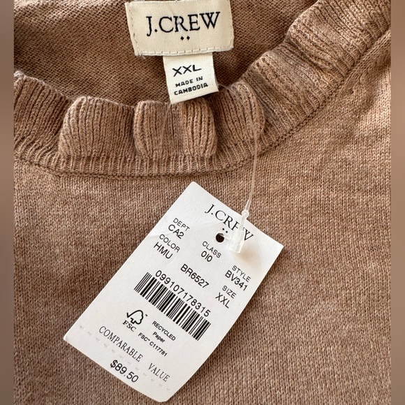 J Crew Ruffle Cotton Sweater Cozy Transitional - Picture 3 of 7